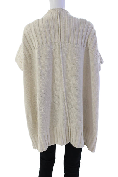 Splendid Womens Short Sleeve Open Front Cardigan Sweater White Cotton One Size