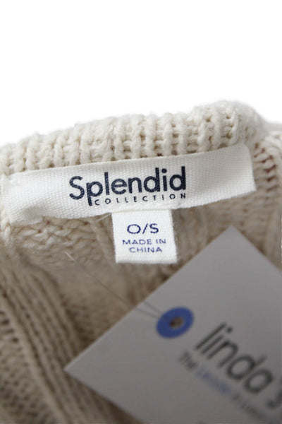 Splendid Womens Short Sleeve Open Front Cardigan Sweater White Cotton One Size