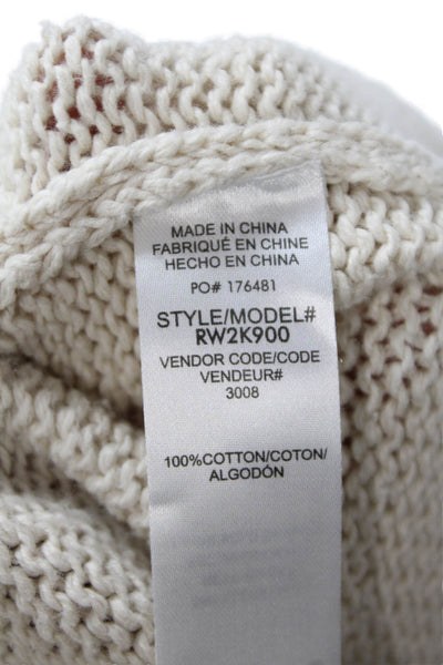 Splendid Womens Short Sleeve Open Front Cardigan Sweater White Cotton One Size