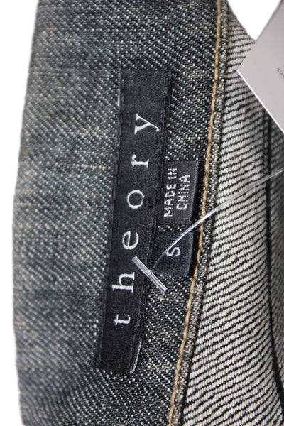 Theory Womens Long Sleeve Button Front Collared Jean Jacket Gray Denim Small