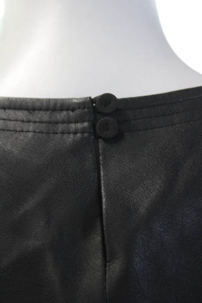 BCBGMAXAZRIA Womens Vegan Leather Round Neck Sleeveless Dress Black Size M