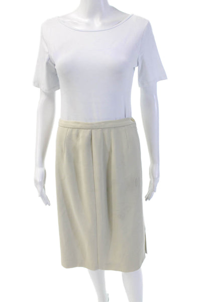 Giorgio Armani Womens Wool Solid Knee Length Pencil Skirt Beige Size S