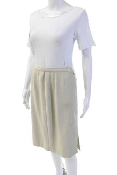Giorgio Armani Womens Wool Solid Knee Length Pencil Skirt Beige Size S