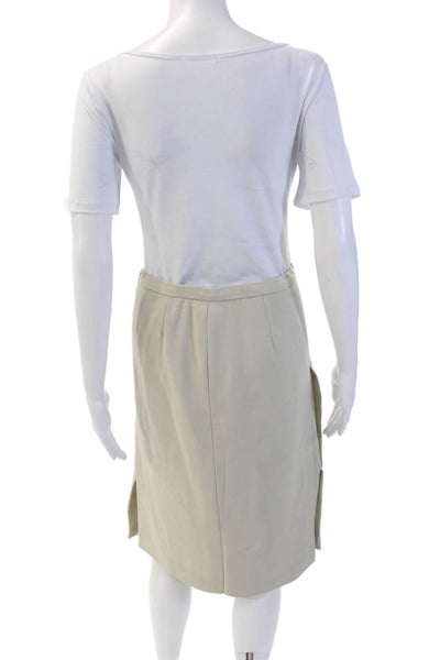 Giorgio Armani Womens Wool Solid Knee Length Pencil Skirt Beige Size S