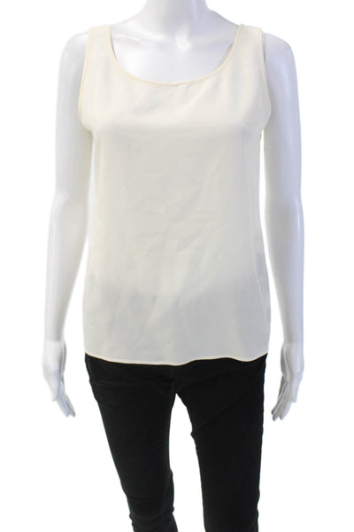 Emanuel Ungaro Womens Semi Sheer Scoop Neck Tank Top Blouse Cream Size S