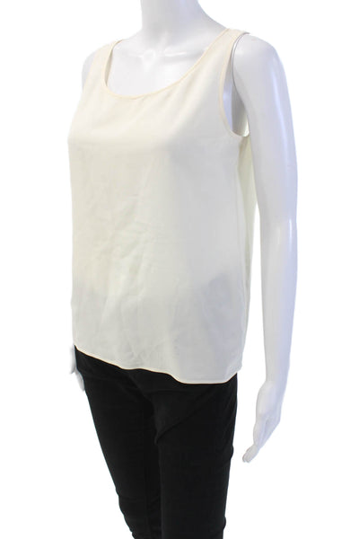 Emanuel Ungaro Womens Semi Sheer Scoop Neck Tank Top Blouse Cream Size S