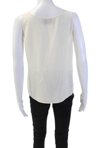 Emanuel Ungaro Womens Semi Sheer Scoop Neck Tank Top Blouse Cream Size S