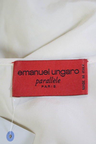 Emanuel Ungaro Womens Semi Sheer Scoop Neck Tank Top Blouse Cream Size S