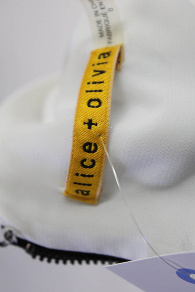 Alice + Olivia Womens Zip Up Sleeveless Scoop Neck Lace Trim Dress White Size 0