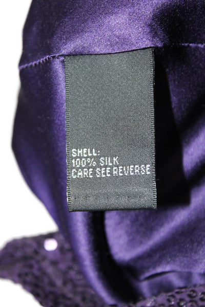 Carmen Marc Valvo Womens Zip Up Sleeveless Scoop Neck Sequin Dress Purple Size 4