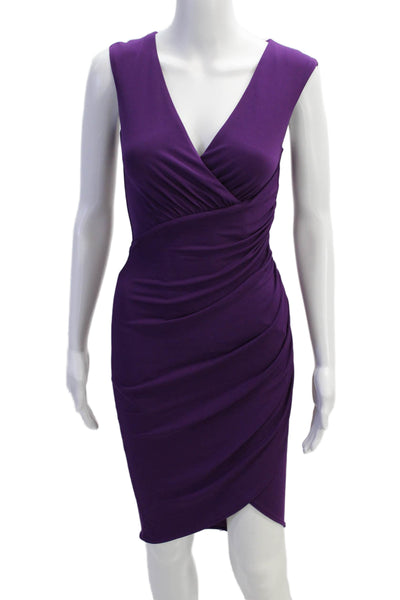 Michael Kors Womens Back Zip Sleeveless V Neck Knee Length Dress Purple Size 2