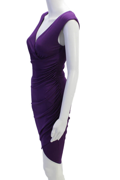 Michael Kors Womens Back Zip Sleeveless V Neck Knee Length Dress Purple Size 2