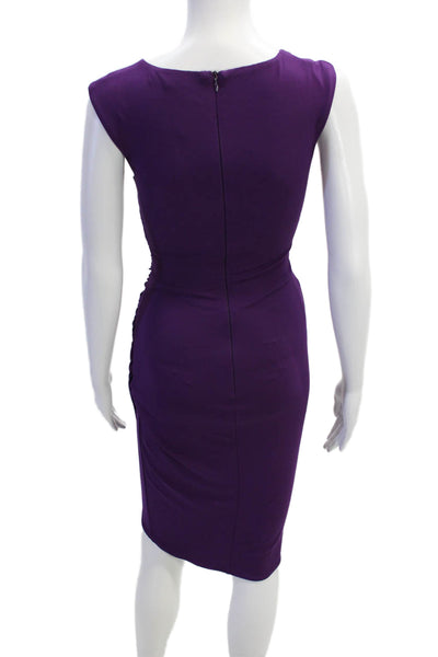 Michael Kors Womens Back Zip Sleeveless V Neck Knee Length Dress Purple Size 2