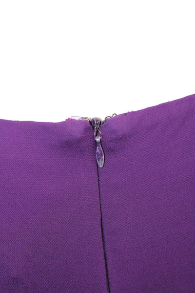 Michael Kors Womens Back Zip Sleeveless V Neck Knee Length Dress Purple Size 2