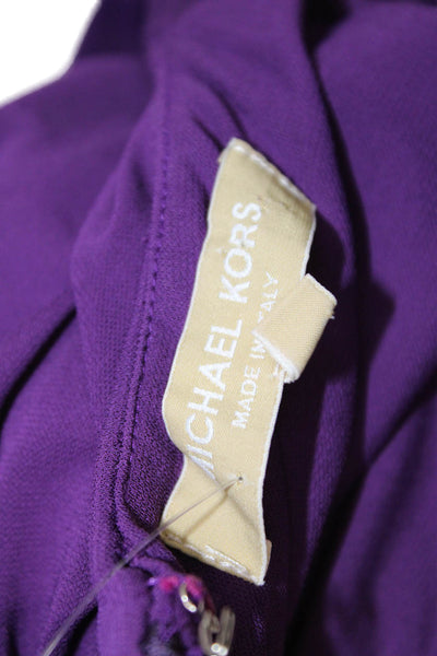 Michael Kors Womens Back Zip Sleeveless V Neck Knee Length Dress Purple Size 2