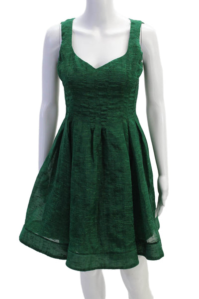 Zac Posen Womens Back Zip Sleeveless V Neck Knee Length Dress Green Size 0
