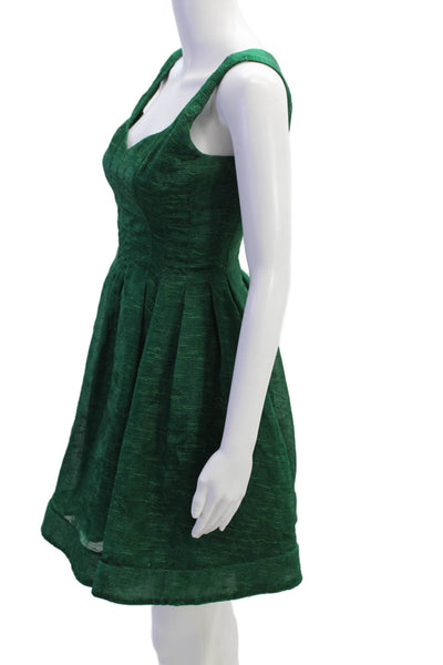 Zac Posen Womens Back Zip Sleeveless V Neck Knee Length Dress Green Size 0