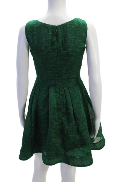 Zac Posen Womens Back Zip Sleeveless V Neck Knee Length Dress Green Size 0
