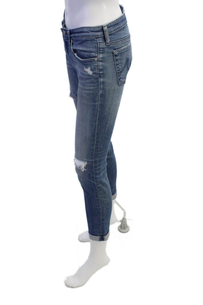 AG Adriano Goldschmied Womens The Stilt Roll Up Distressed Jeans Blue Size 26