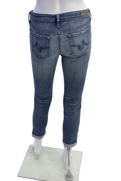 AG Adriano Goldschmied Womens The Stilt Roll Up Distressed Jeans Blue Size 26
