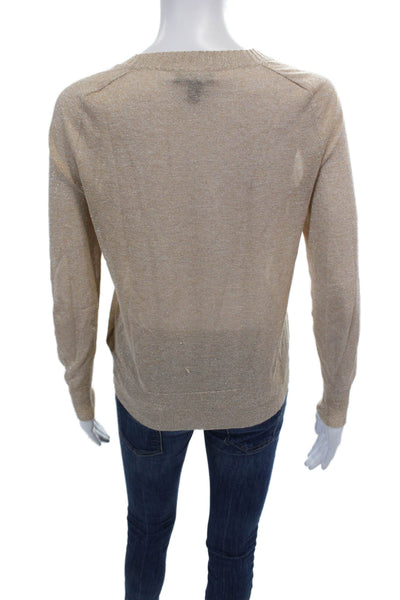 J Crew Womens Long Sleeve Crew Neck Metallic Knit Sweater Brown Size Extra Small