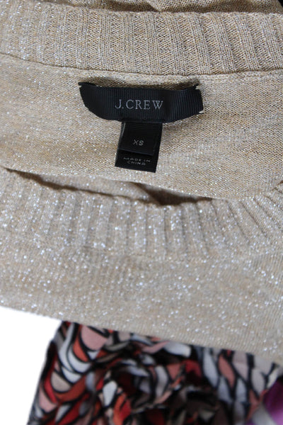 J Crew Womens Long Sleeve Crew Neck Metallic Knit Sweater Brown Size Extra Small