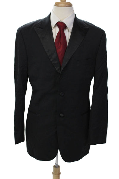 Hugo Boss Mens Three Button Blazer Jacket Black Wool Size 40 Regular