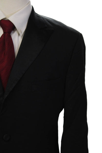 Hugo Boss Mens Three Button Blazer Jacket Black Wool Size 40 Regular