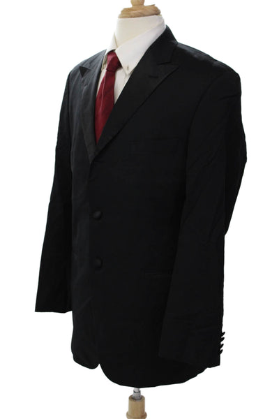 Hugo Boss Mens Three Button Blazer Jacket Black Wool Size 40 Regular