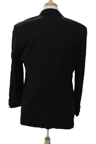 Hugo Boss Mens Three Button Blazer Jacket Black Wool Size 40 Regular