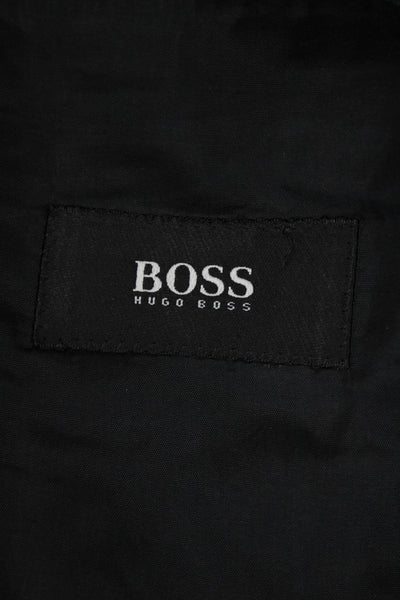 Hugo Boss Mens Three Button Blazer Jacket Black Wool Size 40 Regular