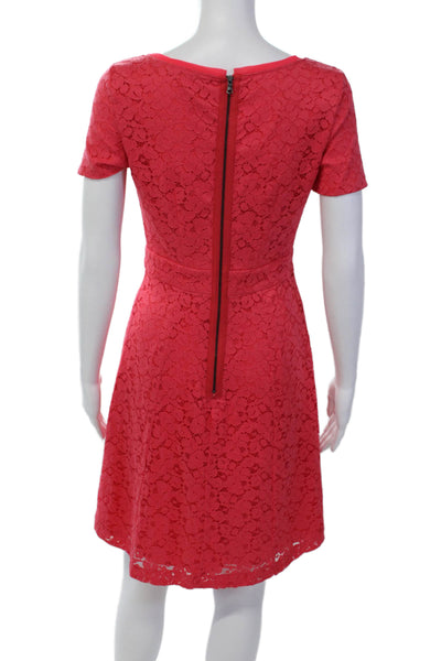 Tahari Women's Round Neck Short Sleeves Lace Pleated Mini Dress Carol Size 4