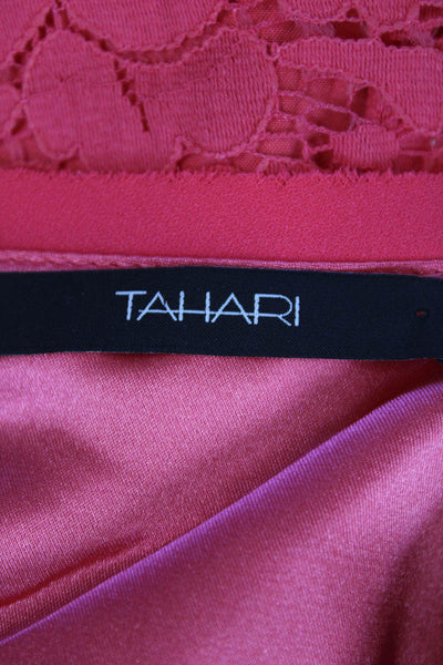 Tahari Women's Round Neck Short Sleeves Lace Pleated Mini Dress Carol Size 4