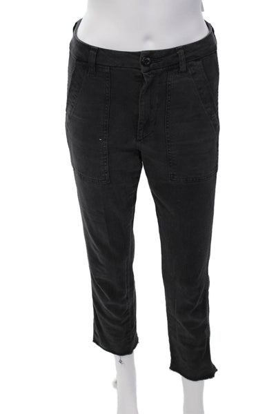 Amo Womens Textured Zip Lined Button Slim Leg Lined Pants Gray Size EUR 23