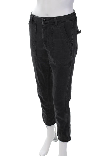 Amo Womens Textured Zip Lined Button Slim Leg Lined Pants Gray Size EUR 23