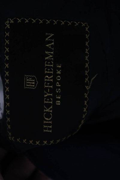 Hickey Freeman Mens Wool Solid Single Breasted Blazer Jacket Blue Size 42