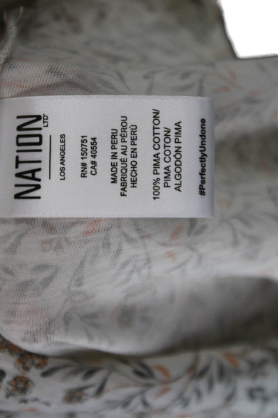 Nation LTD Womens Ruffled Cap Sleeve Crew Neck Floral Top White Multi Size XS