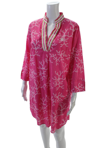 Lilly Pulitzer Womemn's Round Neck Short Sleeves Shift Mini Dress Pink Size M