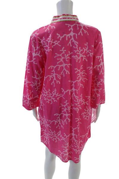 Lilly Pulitzer Womemn's Round Neck Short Sleeves Shift Mini Dress Pink Size M