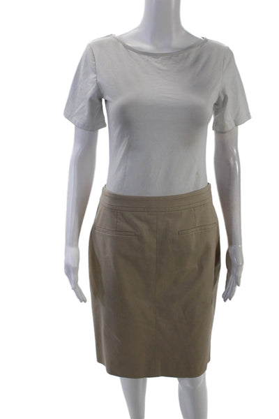 Boss Hugo Boss Womens Zip Closure A-Line Mini Workwear Skirt Beige Size 6
