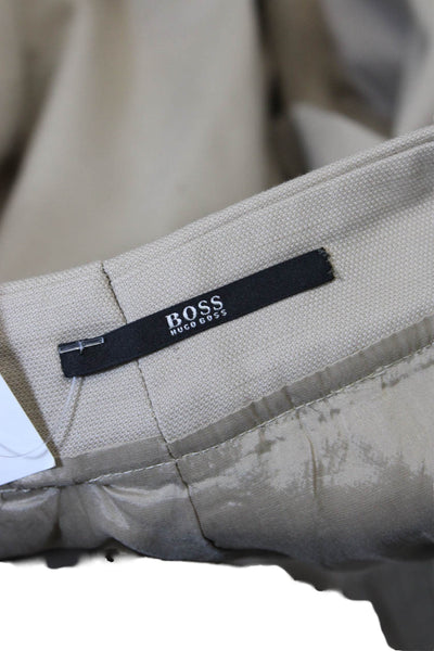 Boss Hugo Boss Womens Zip Closure A-Line Mini Workwear Skirt Beige Size 6