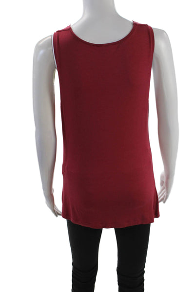Max Mara Women's Cowl Neck Sleeveless Ruched Blouse Red Burgundy Size L