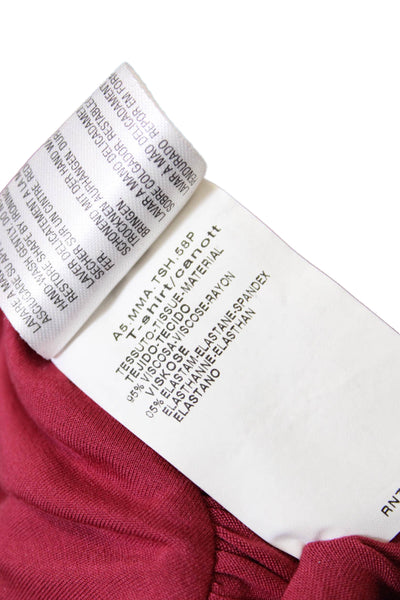 Max Mara Women's Cowl Neck Sleeveless Ruched Blouse Red Burgundy Size L