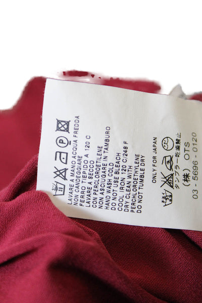 Max Mara Women's Cowl Neck Sleeveless Ruched Blouse Red Burgundy Size L