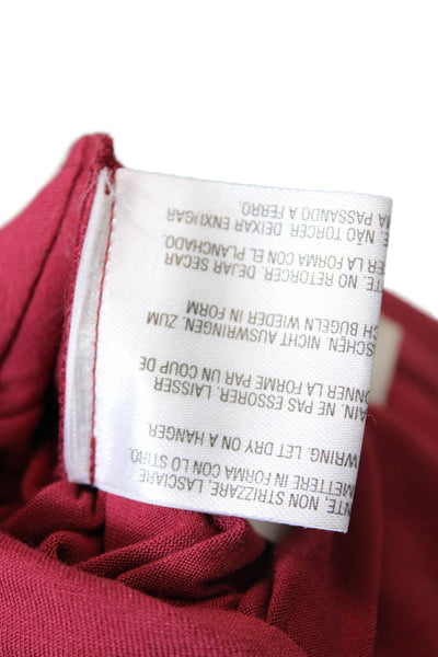 Max Mara Women's Cowl Neck Sleeveless Ruched Blouse Red Burgundy Size L