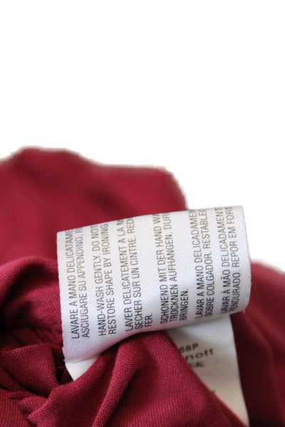 Max Mara Women's Cowl Neck Sleeveless Ruched Blouse Red Burgundy Size L