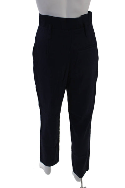 Jonathan Simkhai Womens High Rise Zip Up Pleated Straight Leg Pants Navy Size 2