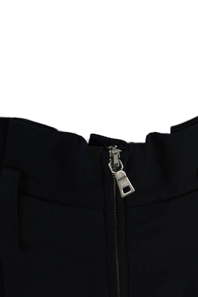 Jonathan Simkhai Womens High Rise Zip Up Pleated Straight Leg Pants Navy Size 2