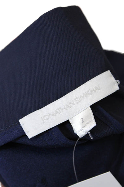 Jonathan Simkhai Womens High Rise Zip Up Pleated Straight Leg Pants Navy Size 2