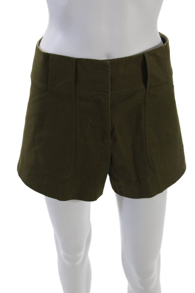 Derek Lam 10 Crosby Womens Cotton Flat Front Casual Shorts Green Size 0